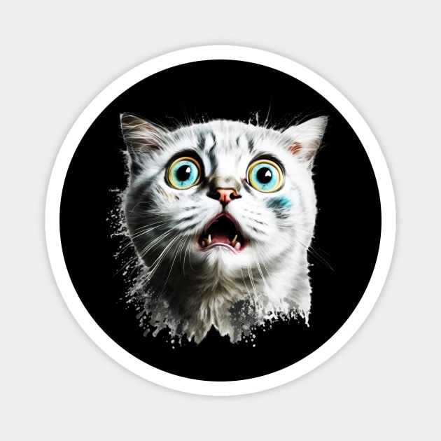 Funny Scared Cat Face, Cat Lover, Scaredy Cat Magnet by logiamerch